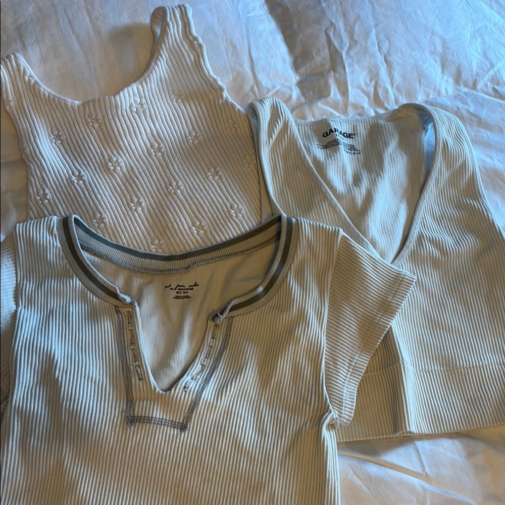 Cream Ribbed Tops Trio XS